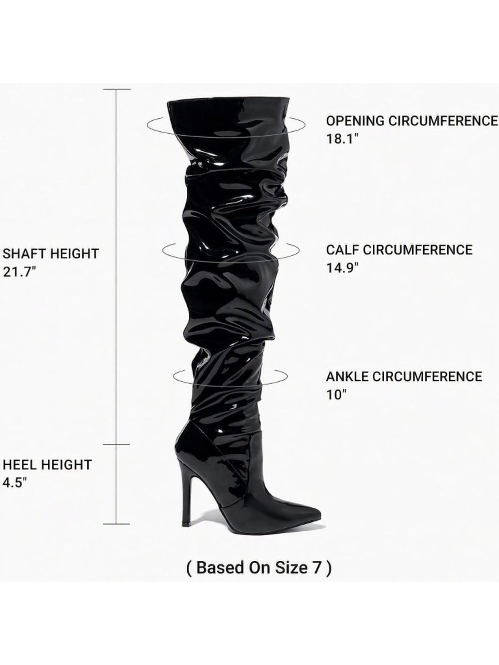 Women's Black Pointed Toe Stiletto Heel Side Zipper Dress Sexy Thigh High Boots - Picture 3 of 5